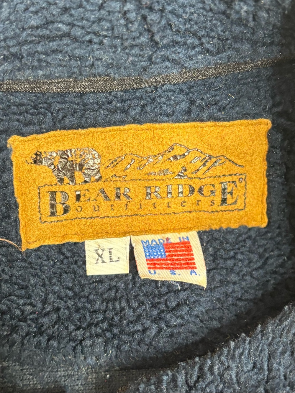 Bear Ridge Men's XL Navy Fleece Pullover jacket American Flag stars graphic - Picture 6 of 6